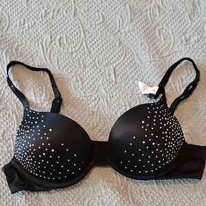 Sparkle Crystal Shine Strap Bombshell Push-Up Bra